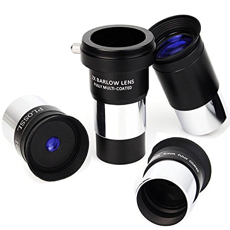 SVBONY Telescope Eyepiece Multi Coated Telescopes Lens Telescope Accessory Kit with Barlow Lens for Standard 1.25" Filter Threads 4mm 10mm 25mm