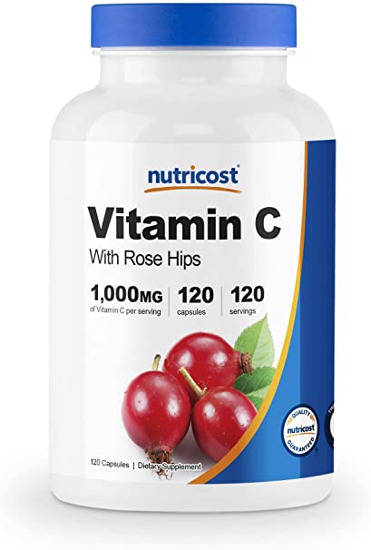 Nutricost Vitamin C with Rose Hips 1025mg, 120 Capsules - Vitamin C 1,000mg, Rose Hips 25mg, Premium, Non-GMO, Gluten Free Supplement…