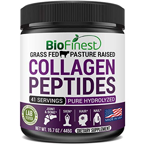 Biofinest Bovine Collagen Peptides (Unflavored) - 100% Grass Fed Pasture-Raised Cattle - Pure Hydrolyzed - Paleo Keto Diet Supplement - for Vital Joint & Bone Support, Digestion (15.7 oz)