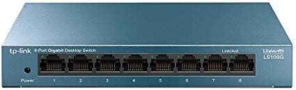 TP-Link 8 Port Desktop/Wallmount Gigabit Ethernet Switch,Ethernet Splitter, Steel Case, Plug and Play(LS108G)