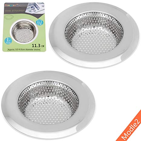 2PCS Kitchen Sink Strainer - MD2 - Stainless Steel, Large Wide Rim 4.5" Diameter - Fengbao