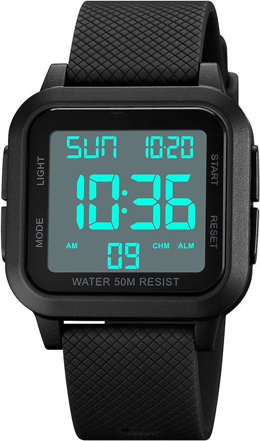 Forrader Mens Sport Digital Watches, Waterproof Outdoor Sport Watch with LED Backlight/Alarm/Countdown Timer/Dual Time/Stopwatch/12/24H Wrist Watches for Men Women Teenager