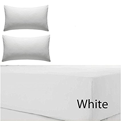 RAYYAN LINEN'S LUXURIOUS 100% EGYPTIAN COTTON WHITE T200 TC EXTRA DEEP FITTED SHEET 16" DEEP IN ALL SIZES (DOUBLE, WHITE)