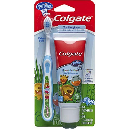 Colgate My First Toothbrush and Toothpaste Starter Kit - Blue, Ages 0-2