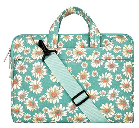 Mosiso Bohemian Style Fabric Laptop Sleeve Case Cover Bag with Shoulder Strip for 13-13.3 Inch MacBook Pro / Air, Notebook Computer, Golden Aster