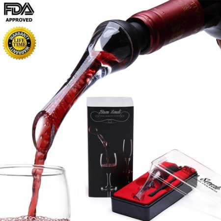 iCooker Wine Aerator FDA-Approved Professional Essential Decanter Pourer For White Red Wine - Premium Quality Aerating Glass Spout LifeTime Warranty