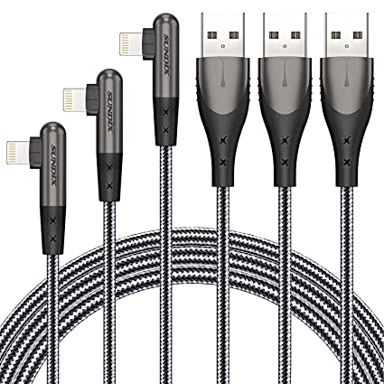 Lightning Cable, 3 Pack 10FT [Apple MFi Certified] Nylon Braided 90 Degree iPhone Charging Cable Compatible with iPhone 13/13Pro Max/13 Mini/12/12mini/12Pro/11/11Pro/X/Xs Max/XR/8