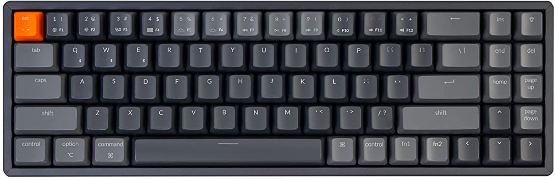 Keychron K14 70% Layout 72-Key Hot-Swappable Bluetooth Wireless/USB Wired Mechanical Keyboard with Gateron G Pro Blue Switch/Multitasking/RGB Backlight/Aluminum Frame Computer Keyboard for Mac Windows