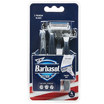 Barbasol Ultra 3 Premium Disposable Razor, 4 Count