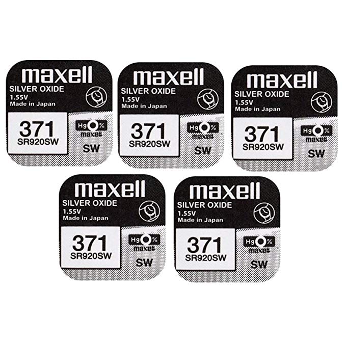 5 x Maxell 371 SR920SW Silver Oxide 0% Mercury Watch Batteries [Pack of 5]