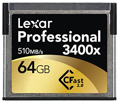 Lexar Professional 3400x 64GB CFast 2.0 Card (Up to 510MB/s Read) w/Image Rescue 5 Software LC64GCRBNA3400