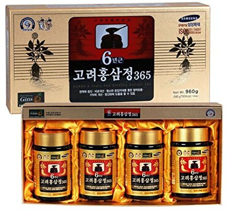 Hong Sam Jeong Korean 6years Root Red Ginseng Gold Extract, Saponin, Panax, 240g(8.5oz) X 4