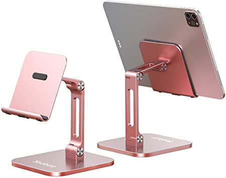 Yoobao Tablet Stand Multi-Angle Tablet Holder Desktop iPad Stand Adjustable & Foldable Aluminum Cell Phone Stand for 4-13'' iPad Pro Air Mini Kindle iPhone 11 Pro XR Xs Max & More-RG