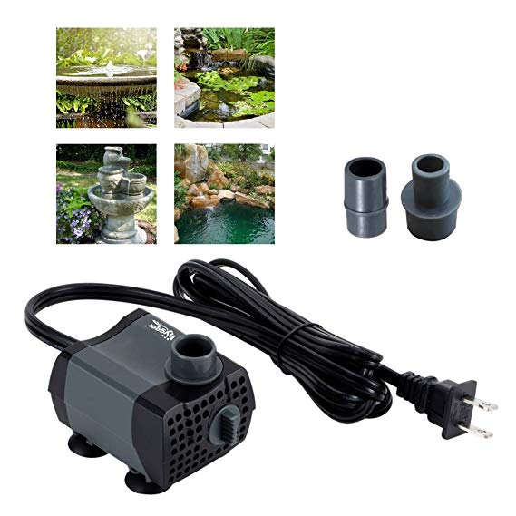 Hygger Submersible Water Pump, 585/370/185/80GPH Amphibian Water Garden Pond Pump with 6ft Power Cord 2 Nozzles for Aquarium Fish Tank, Pond, Fountain, Hydroponics, Water Feature, Statuary