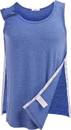 Deyeek Unisex Shoulder Snap-Access Tank Tops Post Surgery Shirts Tear Away Chemo Shirt Clothes After Rotator Cuff Surgery