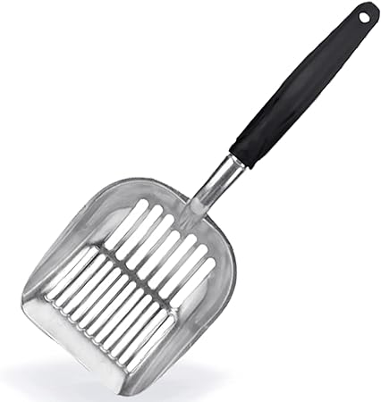 Moonshuttle Aluminum Large Size Cat Litter Scoop, Durable, Works with All Type of Cat Litter, Ergonomically Designed Handle