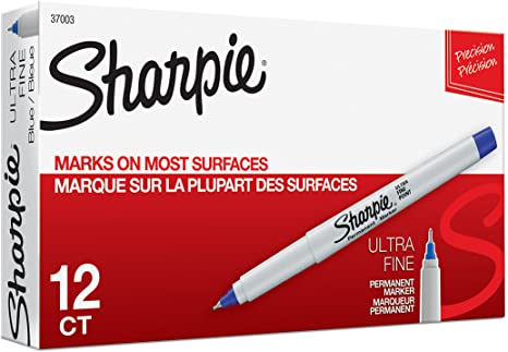 Sharpie 37003 Ultra Fine Point Permanent Markers, 12 Blue Markers