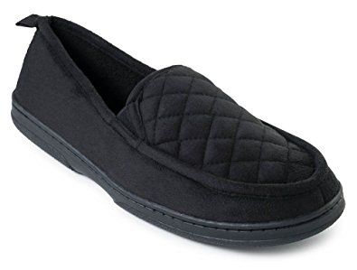 J. Fiallo Mens Quilted Suede, Soft Terry Cotton Lining, Closed Back Moc Slippers In Classy Colors