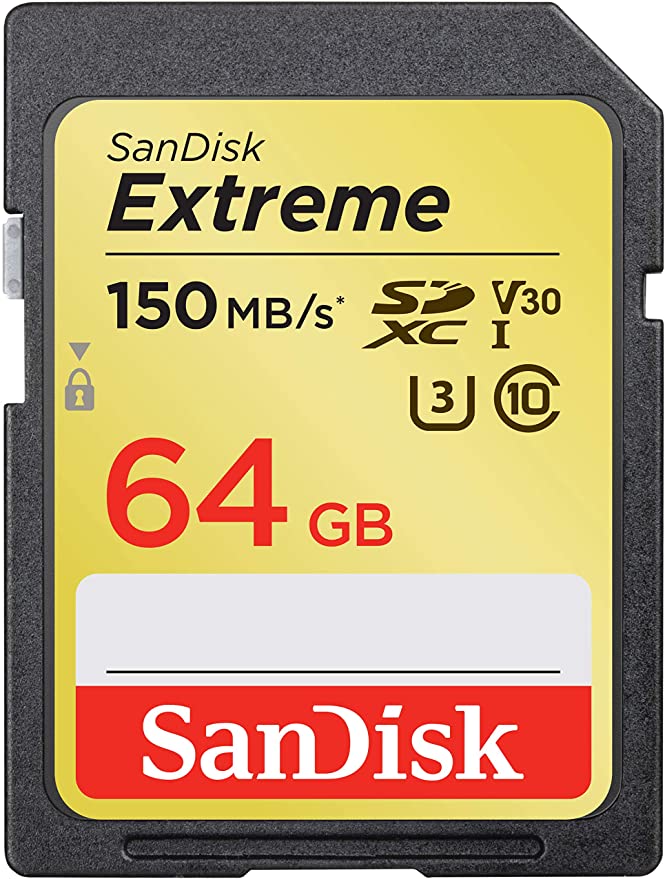 Sandisk Extreme SDXC, SDXV6 64GB, V30, U3, C10, UHS-I, 150MB/s R, 60MB/s W, 4x6, Lifetime Limited, Yellow (SDSDXV6-064G-G)