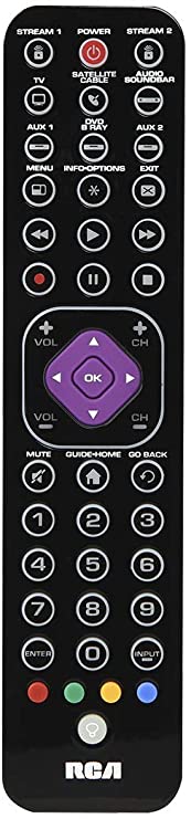 RCA 8 Device Remote Control - Universal Ultra Slim 8 Device Remote Control Platinum Pro. for TV, DVD, Cable, Satellite, Streaming Devices, Audio/Soundbar; Fully Backlit Keys RCRTBL08BE