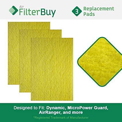 FilterBuy Replacement Media Pad Filter (20x25). Compatible with Dynamic, MicroPower Guard, Air Ranger, and more. (Pack of 3)