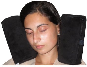 Skysiesta Black Travel Pillow with Foam Head Supports Bag Adjustable Eye Mask