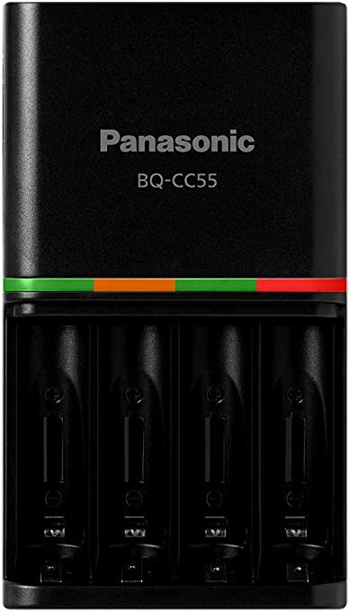 Panasonic BQ-CC55KSBHA Advanced eneloop pro Individual Battery 4 Hour Quick Charger with 4 LED Charge Indicator Lights, Black