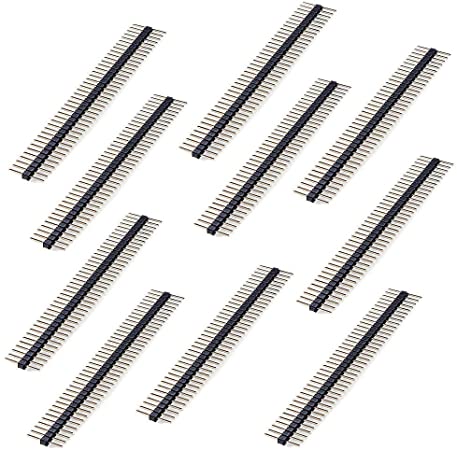 DIKAVS Break Away Headers 2.54 mm Male Pin Header Connector - 40-pin Male Long Centered (Pack of 10)