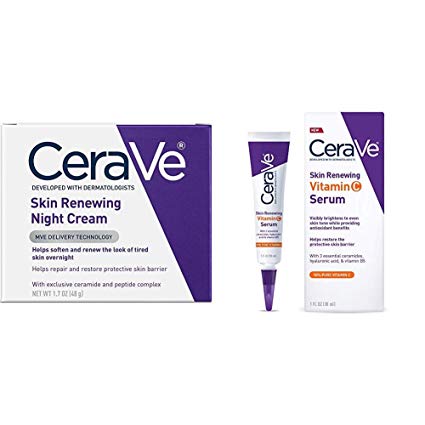 CeraVe Night Cream for Face | 1.7 Ounce | Skin Renewing Night Cream with Hyaluronic Acid & Niacinamide with  Vitamin C Serum with Hyaluronic Acid