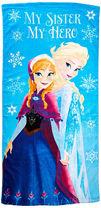 Disney Frozen My Sister My Hero Kids Bath/Pool/Beach Towel - Featuring Anna and Elsa - Super Soft & Absorbent Fade Resistant Cotton Towel, Measures 28 inch x 58 inch (Official Disney Product)