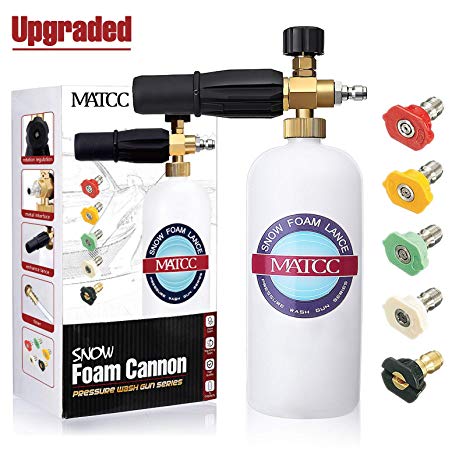 MATCC Foam Cannon Upgraded Foam Nozzle Pressure Washer Jet Wash Snow Foam Lance with 1/4'' Quick Connector Foam Blaster 5 Pressure Washer Nozzle Tips for Cleaning