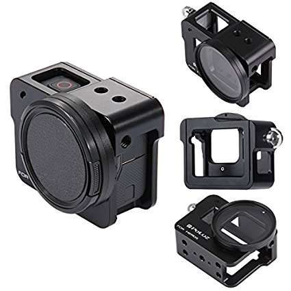PULUZ CNC Aluminum Alloy Housing Shell Case Protective Cage with Back Cover & 52mm UV Lens for GoPro HERO 5 / HERO 6 black (Black)