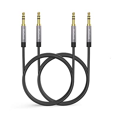 MaGeek 3.5mm Audio Aux Cord, Male to Male Auxiliary Audio Cable Compatible with Beats Headphones, iPhone, iPod, iPad, Car Audio, or Any Audio Device with 3.5mm Aux Port (Black) (2-Pack_6.6ft)