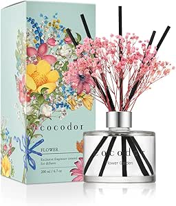 COCODOR Preserved Flower Reed Diffuser/Flower Garden/6.7oz/1Pack / Home Fragrance Scent Essential Oil Stick Diffuser for Bedroom Bathroom Home Décor