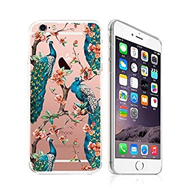 iPhone 6 / 6s Compatible, Designer Choice Collection Colorful Flexible Ultra Slim Transparent Translucent iPhone Cover Case - Beautiful Peacock Overload