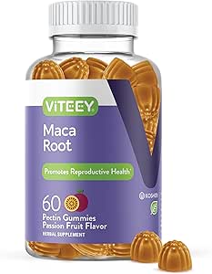 Maca Root Gummies for Men and Women - Reproductive Health, Energy, Drive, Stamina & Hormone Support - Vegan, Gluten Free, Gelatin Free, GMO Free, Tasty Chewable Passion Fruit Flavored Gummy