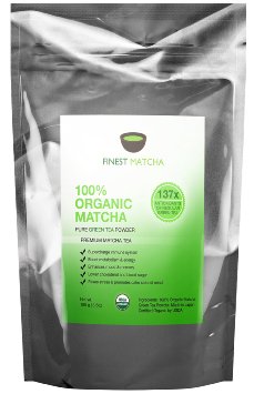 Finest Matcha Green Tea Powder, 100% Organic Premium Japanese Matcha - Fat Burner, Energy Booster, 137 x Antioxidants, 100g