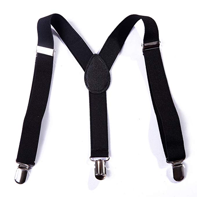 HDE Boys Solid Color Suspenders Kids Adjustable Elastic Y Back with Metal Clips