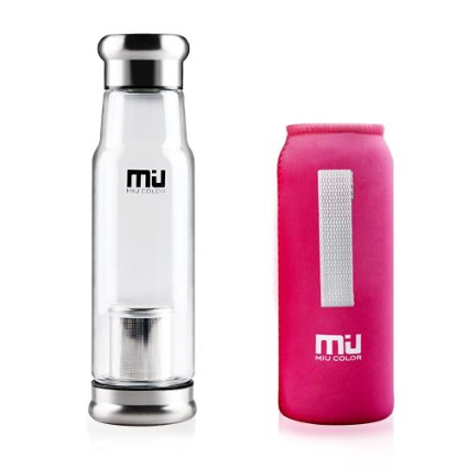 MIU COLOR® Portable Glass Water Bottle, 18oz