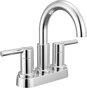 Delta Faucet Nicoli Centerset Bathroom Faucet, Chrome 2-Handle Bathroom Faucet, Delta Bathroom Sink Faucet, Chrome 3-Hole Bathroom Faucet, Chrome 25749LF