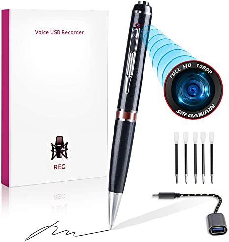 Spy Camera Pen Hidden, Wireless Hidden Security Cam Mini | Recording or Picture Taking Full 1080P 32GB  5 Inks  USB for Business, Conference, Learning, Security