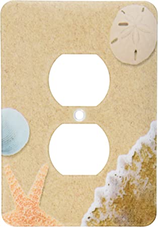 3dRose lsp_172139_6 Sandy Beach with Shells - 2 Plug Outlet Cover