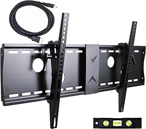 VideoSecu Tilt TV Wall Mount Bracket for Most 37 to 75-Inch LCD LED Plasma Screen Display up to VESA 400X400 684X300 600x400mm with HDMI Cable, Bubble Level MP502B 3KR