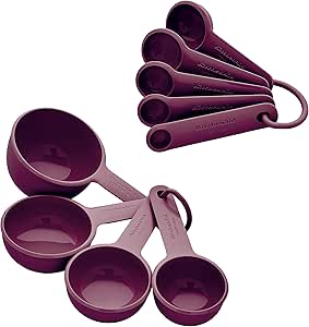 KitchenAid Measuring Cups and Spoon Set, Beetroot, 9-Piece