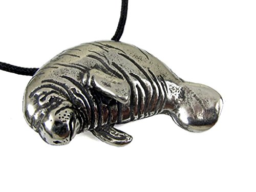Manatee Pendant w Cord Necklace and Info Card
