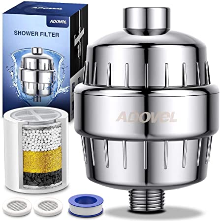 ADOVEL High Output Hard Water Filter Professional Chlorine Removal Shower Filter, Soften Hard Water, Removal of Fluoride, Heavy Metals