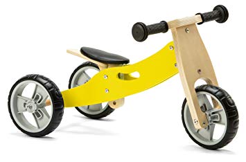 Nicko Mini 2 in 1 Lemon Yellow Wooden Balance Running Bike Trike 18 months - 3 years old