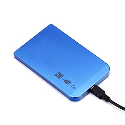 2.5" SATA to USB 2.0 External Hard Drive Enclosure Tool Free Aluminum Case Supports SSD and Mechanical Drives (Blue)