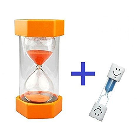 Safe & Simple 5 Minute Sand Timer   Bonus BLUE 2 Minute Toothbrush Timer. Large, Durable, Orange Hourglass for Kids   Exclusive Guarantee   Bonuses