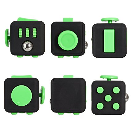 Fidget Cube Relieves Stress And Anxiety for Children and Adults Anxiety Attention Toy (Green Black)